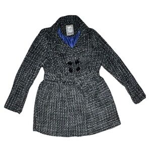 Dollhouse Tweed Jacket Fit and Flare Buttonup Preppy Lined Coat Woven Sz L